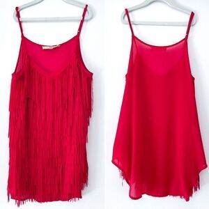 Naked Zebra Red Fringe Shimmy Tank S